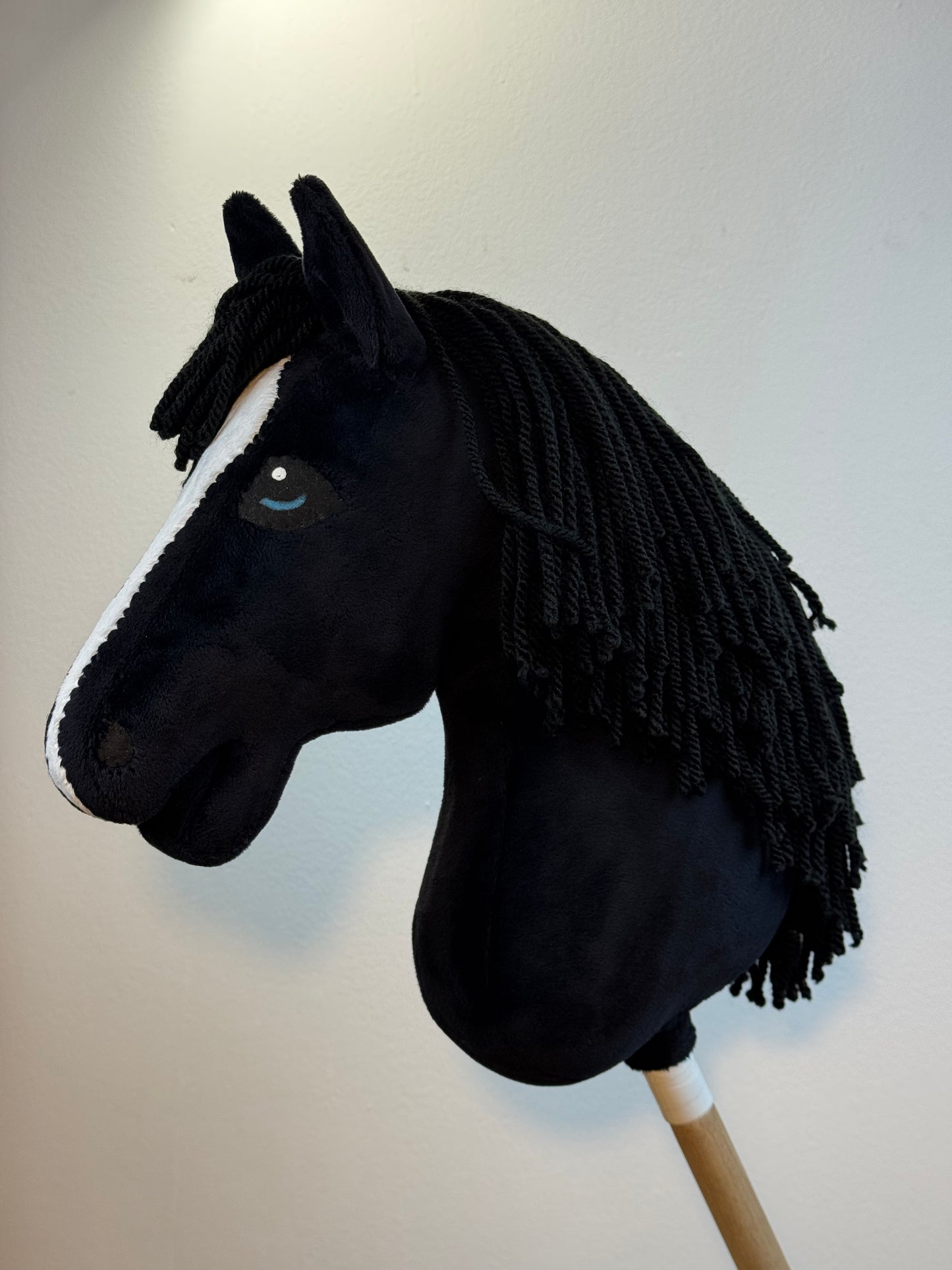 Cavallo Hobby Frisone Nero con Striscia Bianca sulla fronte. Realistico. Disponibile nei formati A3, A4 e A5.