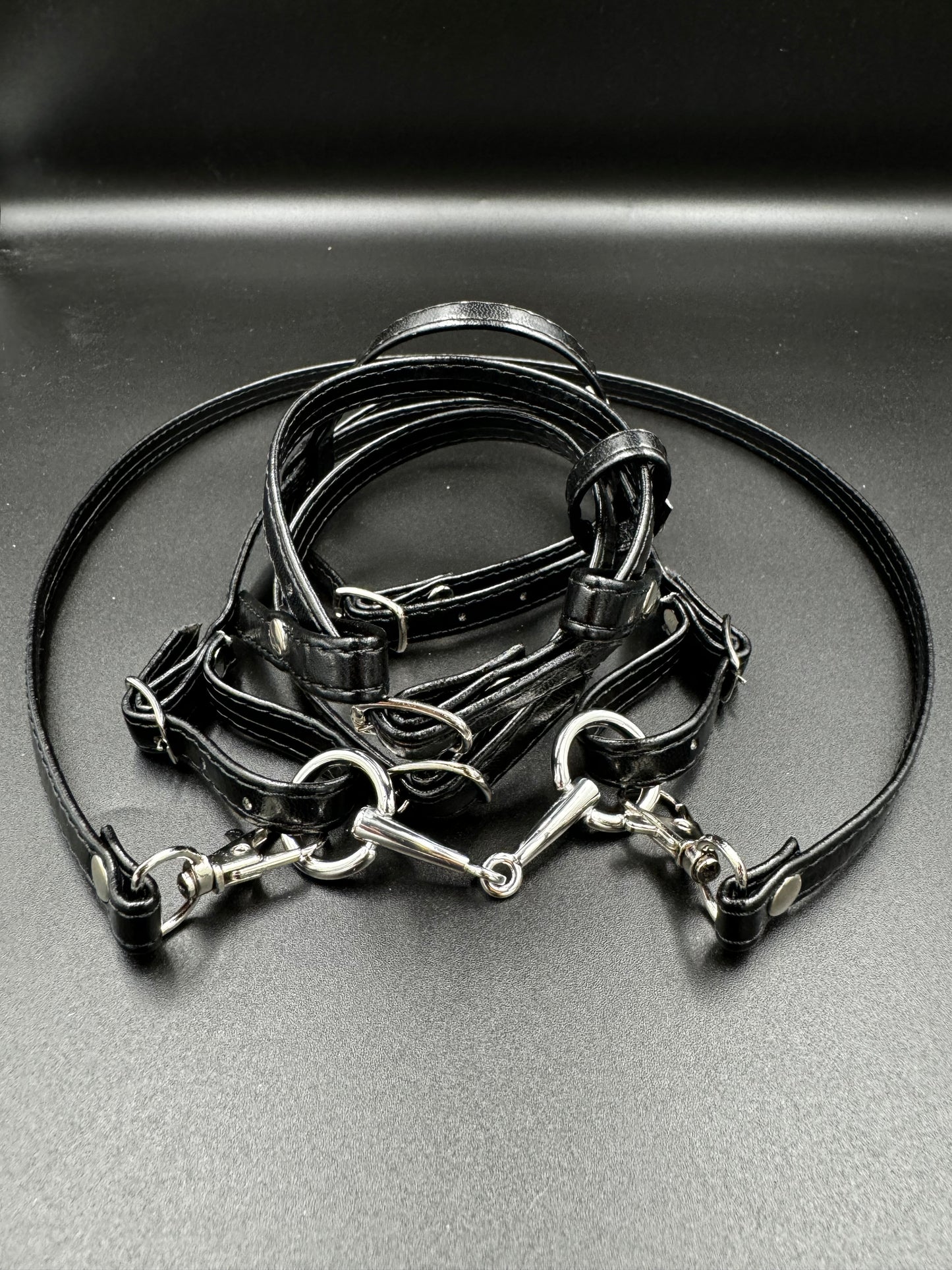 Bridle made of eco-leather for hobby horse A3. Black.