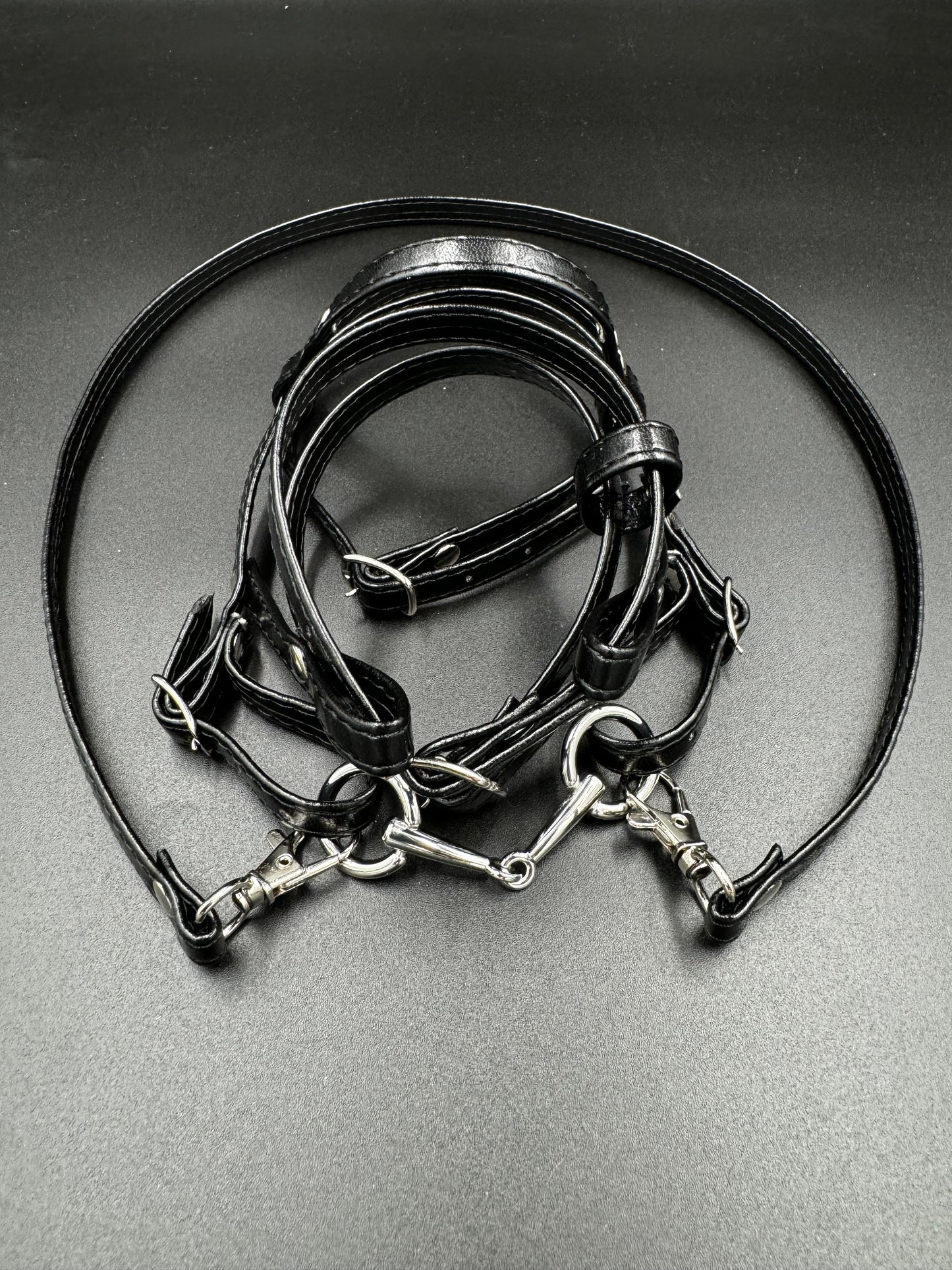 Bridle made of eco-leather for hobby horse A3. Black.