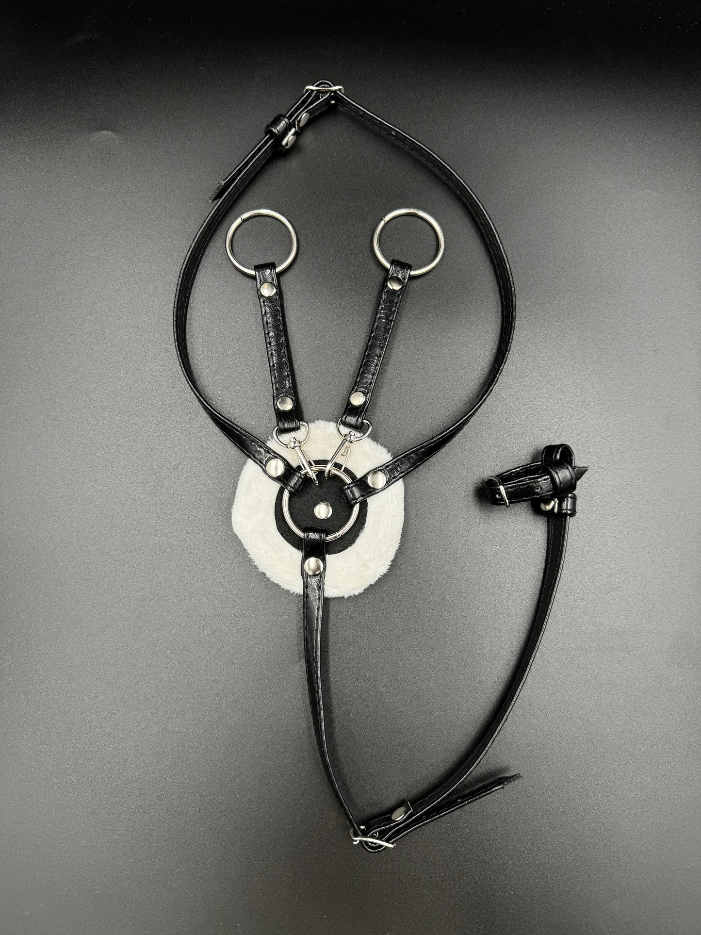 Martingale made of eco-leather for hobby horse A3. Black.
