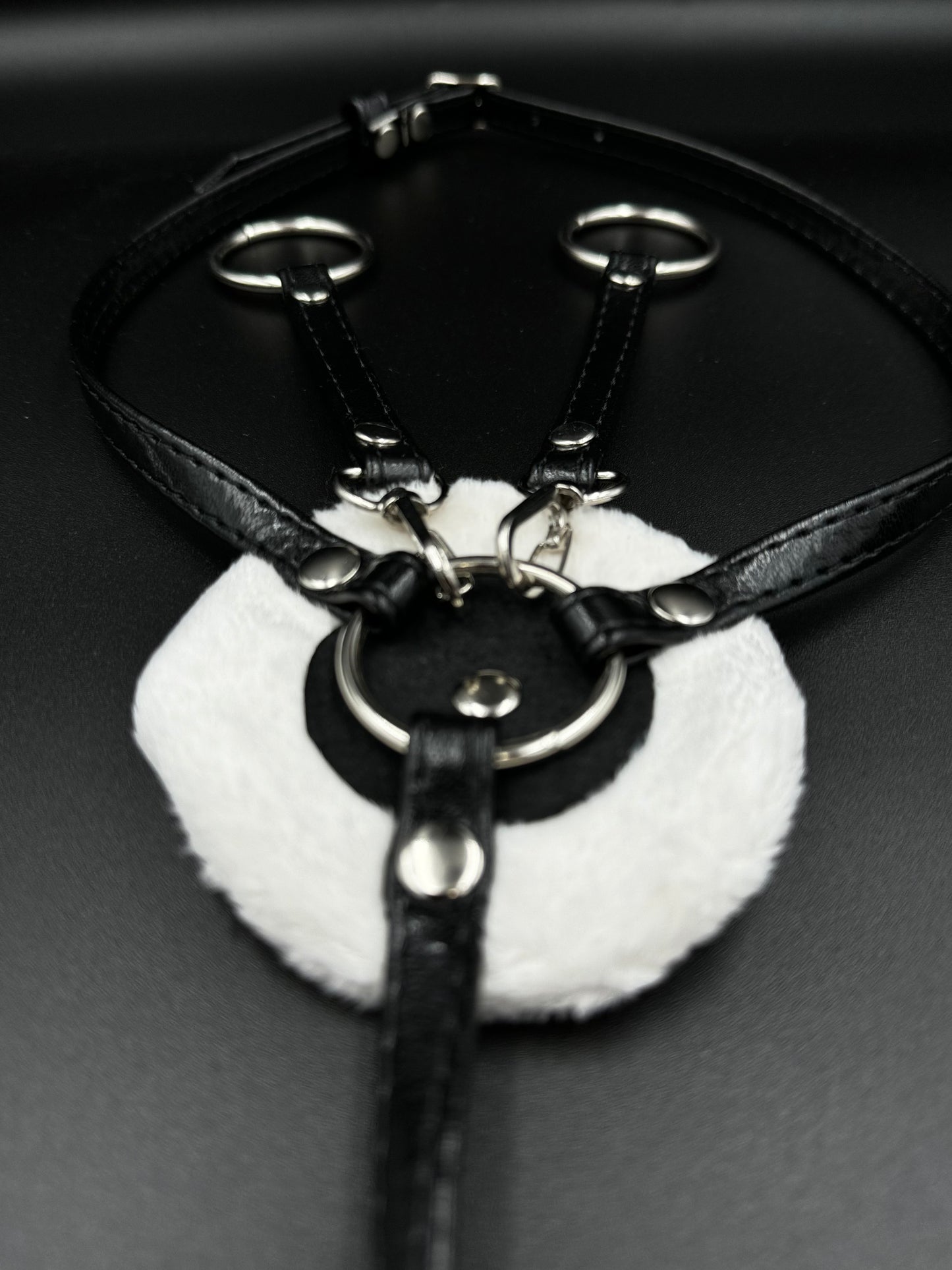 Martingale made of eco-leather for hobby horse A3. Black.