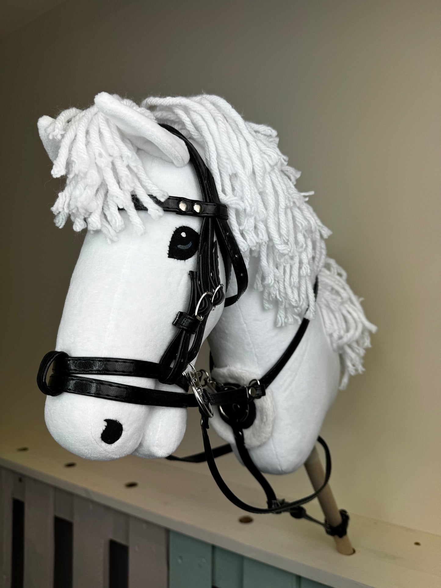 Martingale made of eco-leather for hobby horse A3. Black.
