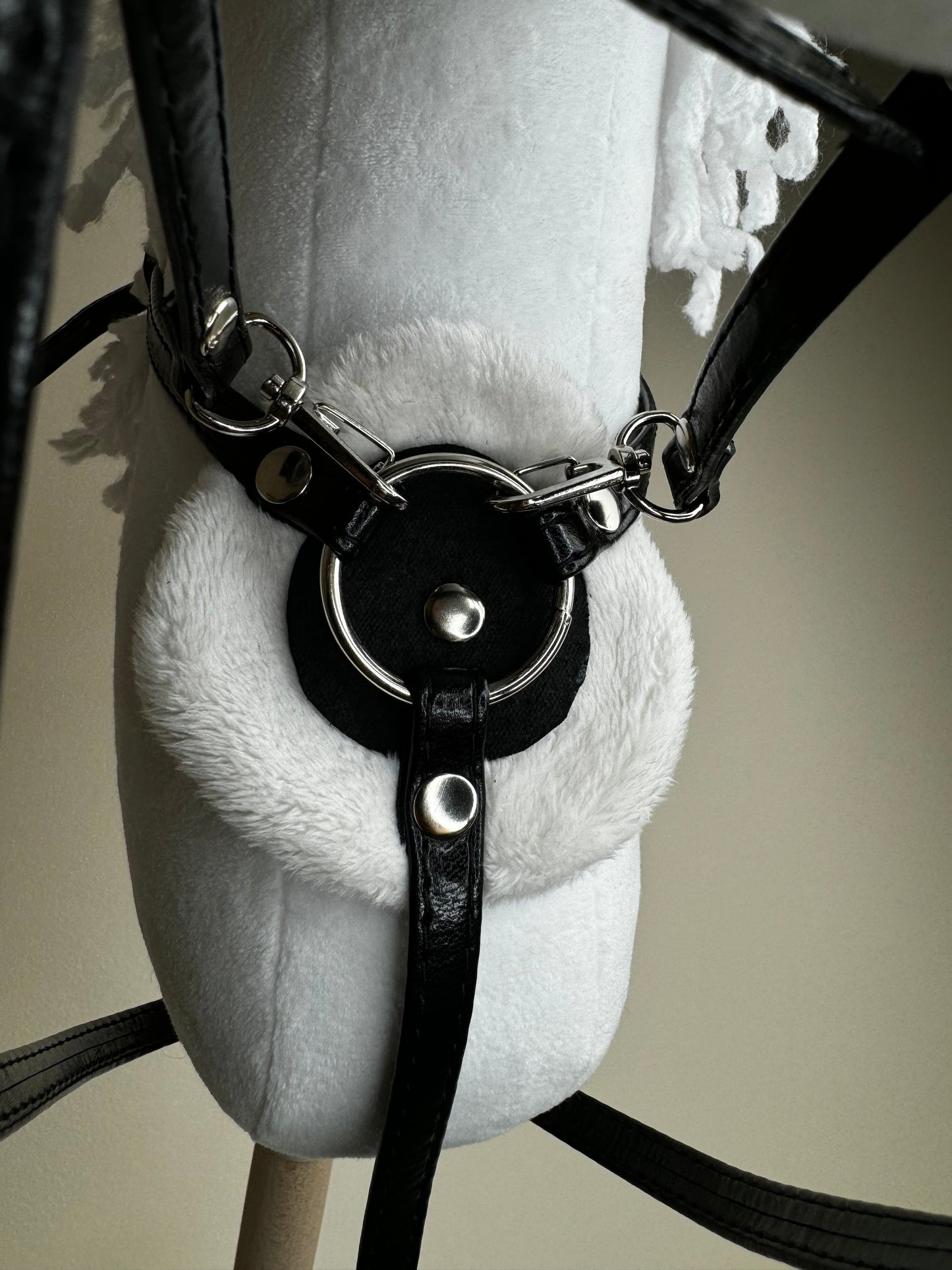 Martingale made of eco-leather for hobby horse A3. Black.