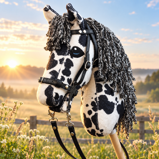 Pinto Black and White Hobby Horse. Realistic. A5, A4 & A3 sizes