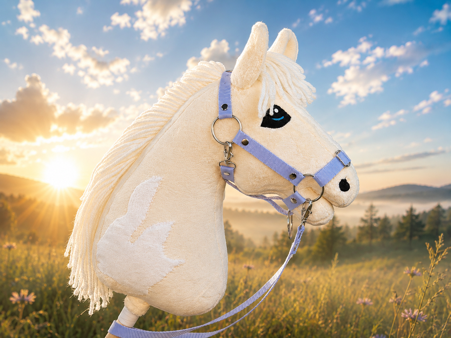 Palomino Tobiano Steckenpferd mit Flecken. Realistisch. Erhältlich in den Größen A3, A4 und A5.