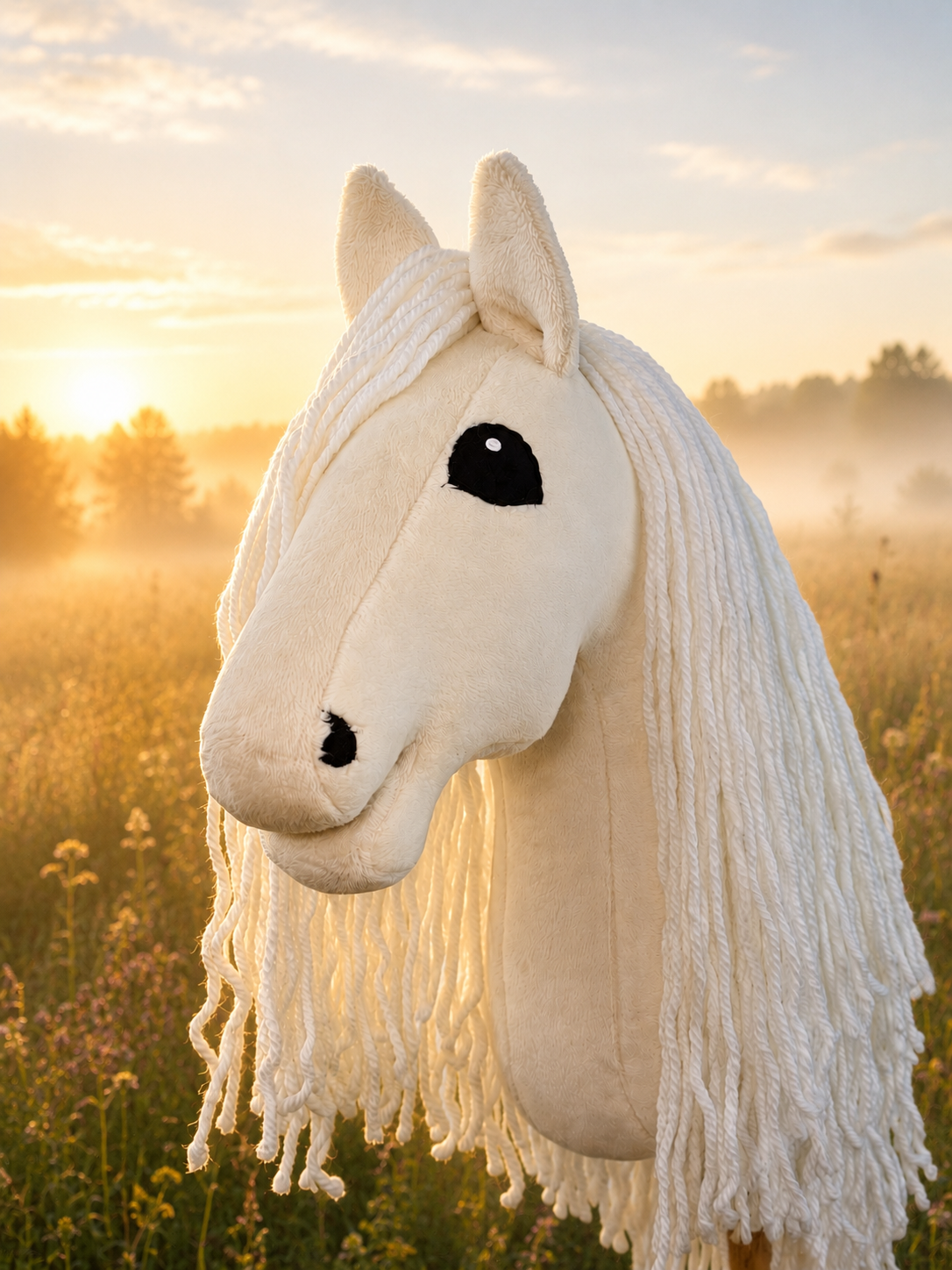 Palomino z długą białą grzywą, Hobby Horse. Realistyczny. Rozmiary A3, A4 i A5.