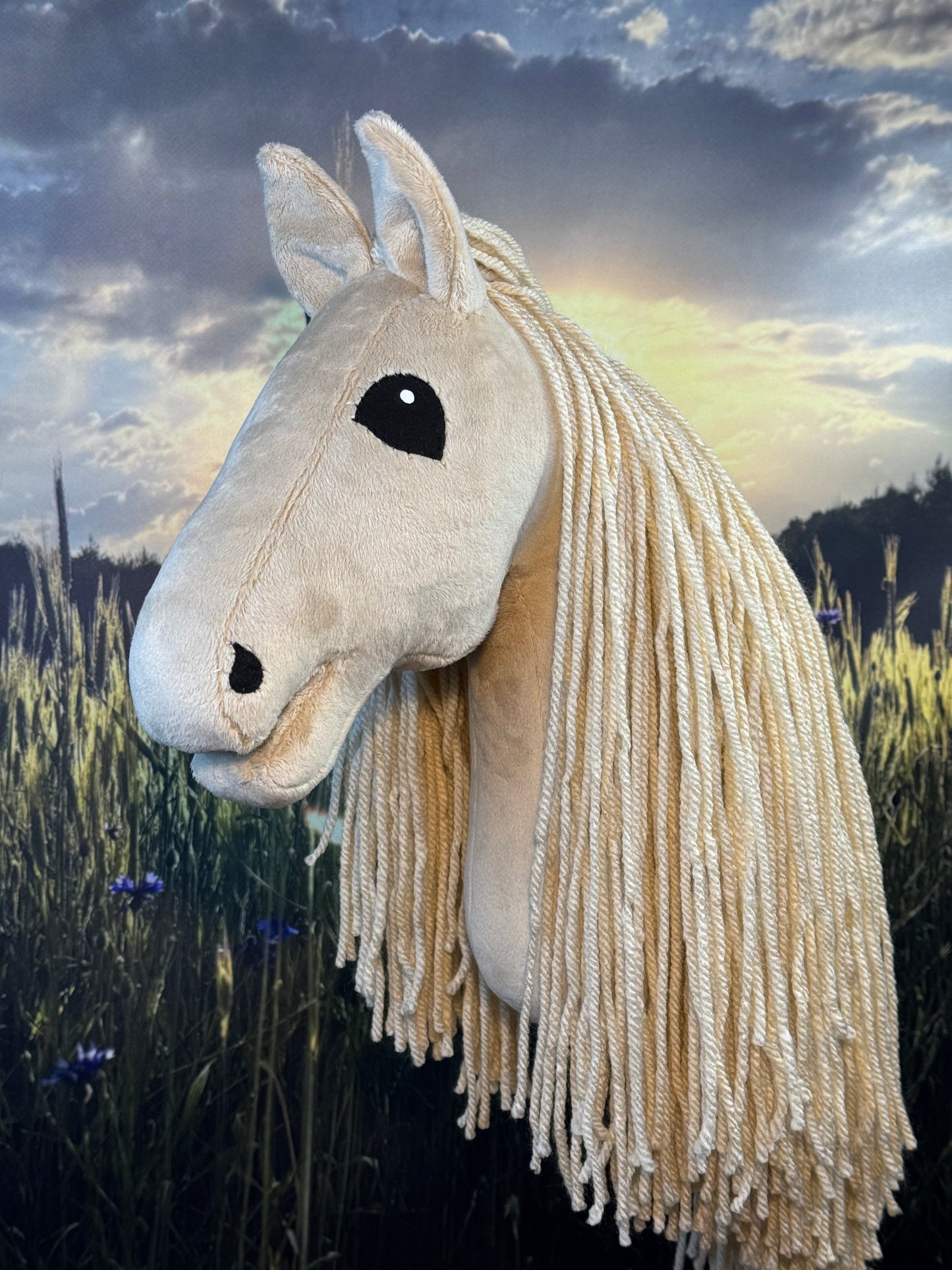 Cremello Andalusier Steckenpferd. Realistisch. Größen A3, A4 und A5