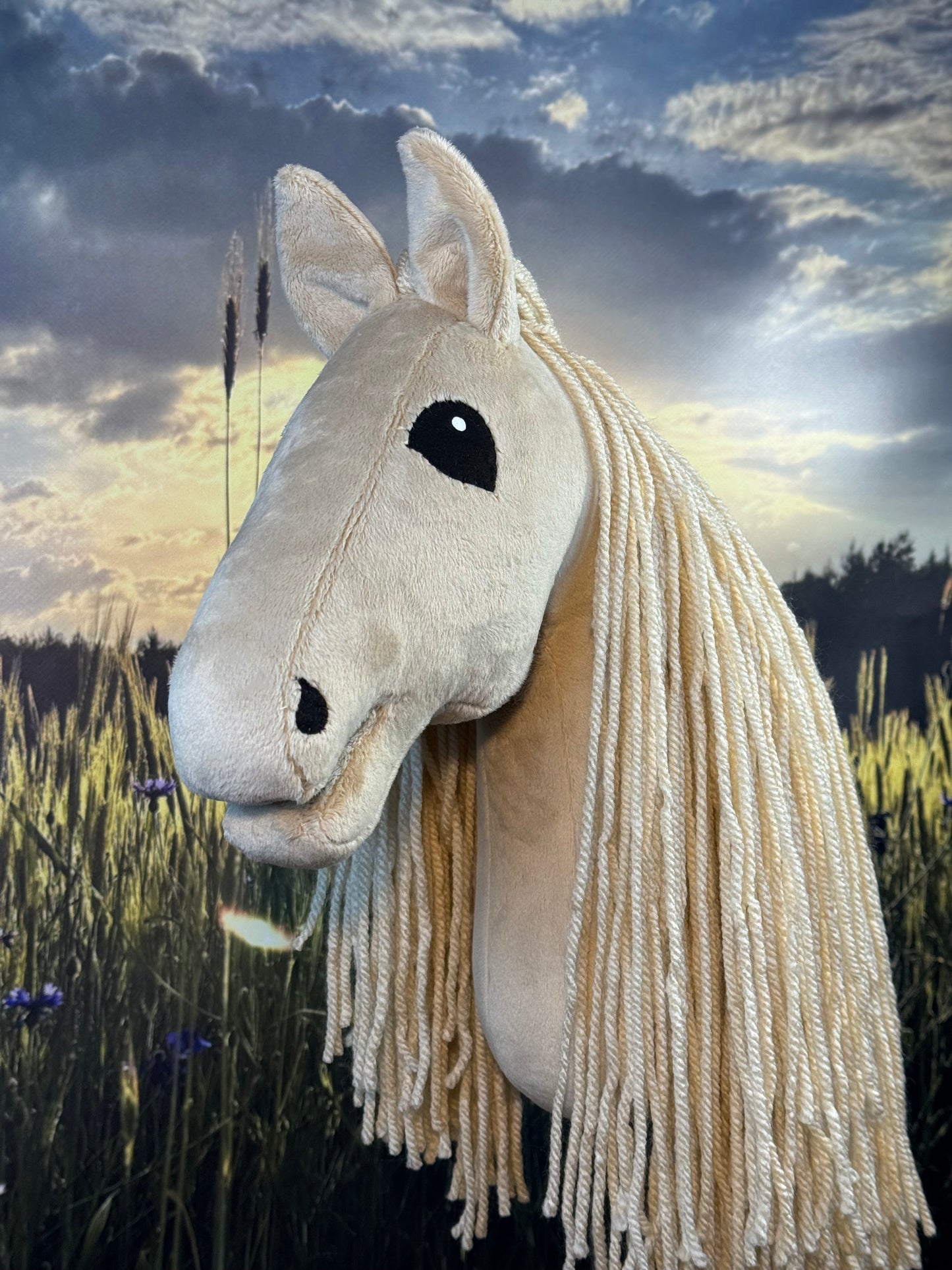 Cremello Andalusier Steckenpferd. Realistisch. Größen A3, A4 und A5