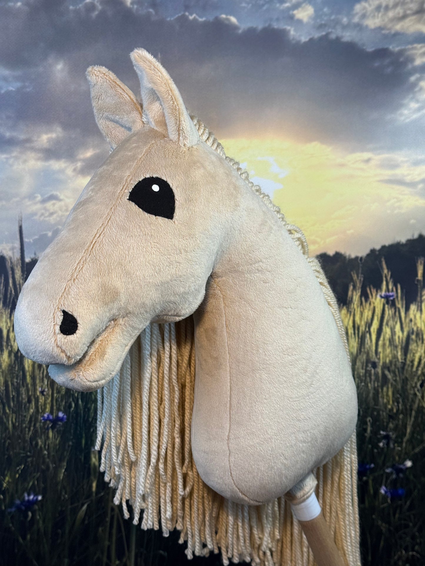 Cremello Andalusier Steckenpferd. Realistisch. Größen A3, A4 und A5