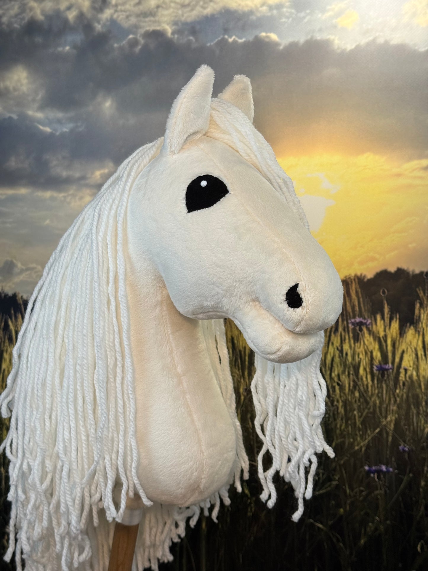 Palomino z długą białą grzywą, Hobby Horse. Realistyczny. Rozmiary A3, A4 i A5.