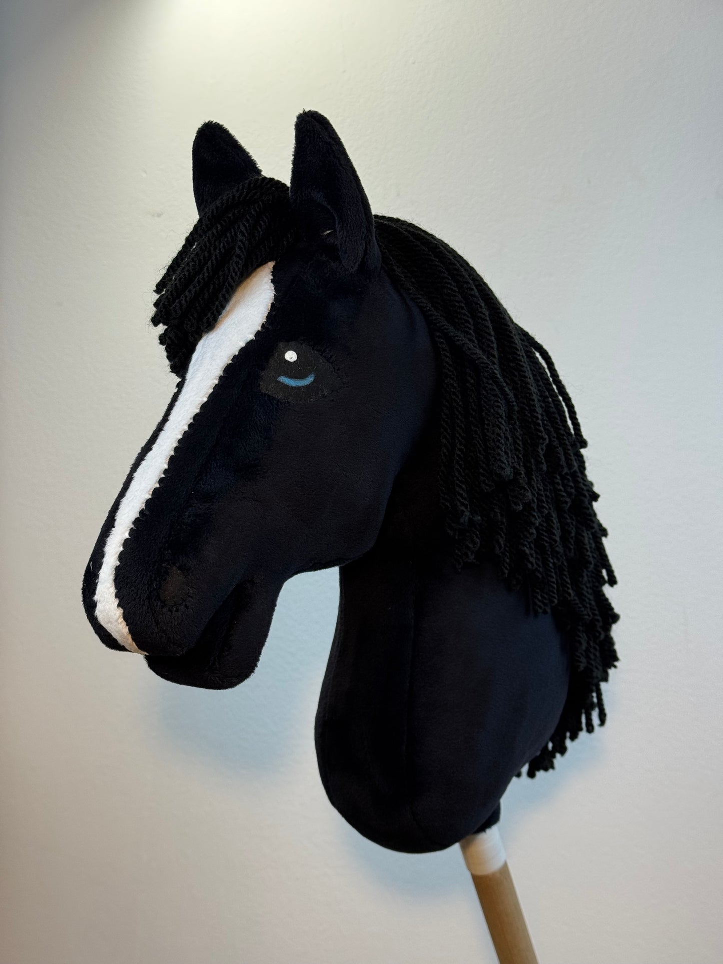 Black with White Blaze Friesian Hobby Horse. Realistic. A3, A4 and A5 sizes