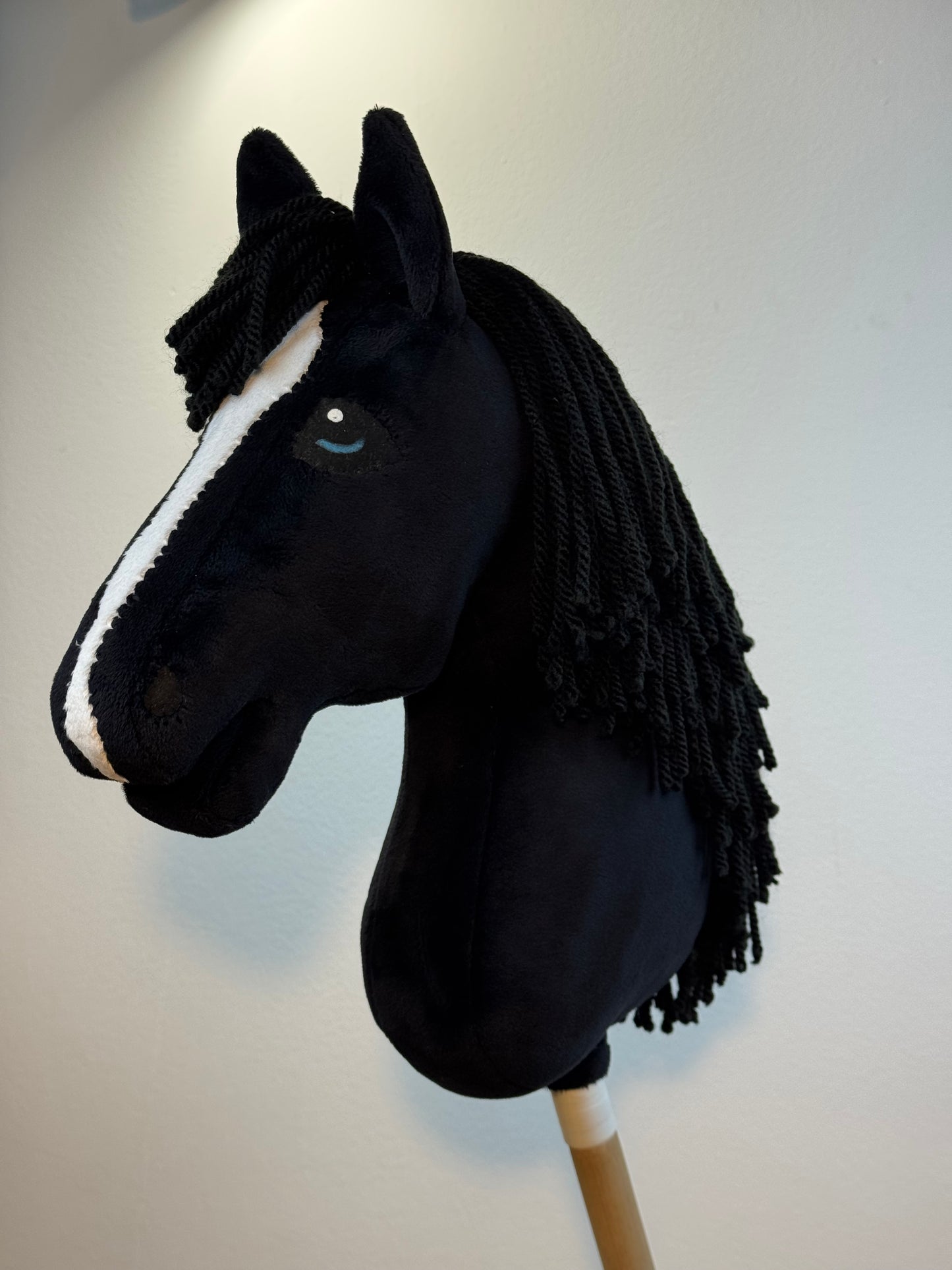 Black with White Blaze Friesian Hobby Horse. Realistic. A3, A4 and A5 sizes