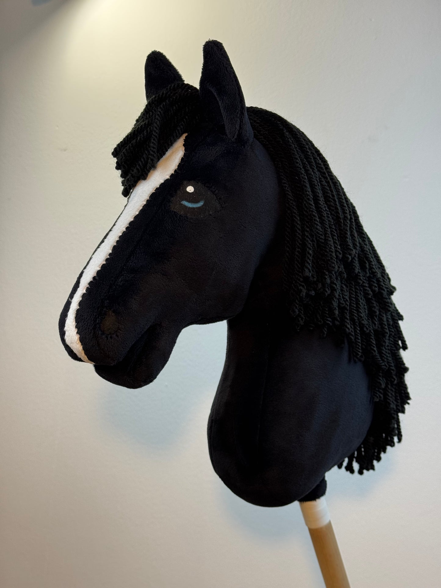 Black with White Blaze Friesian Hobby Horse. Realistic. A3, A4 and A5 sizes