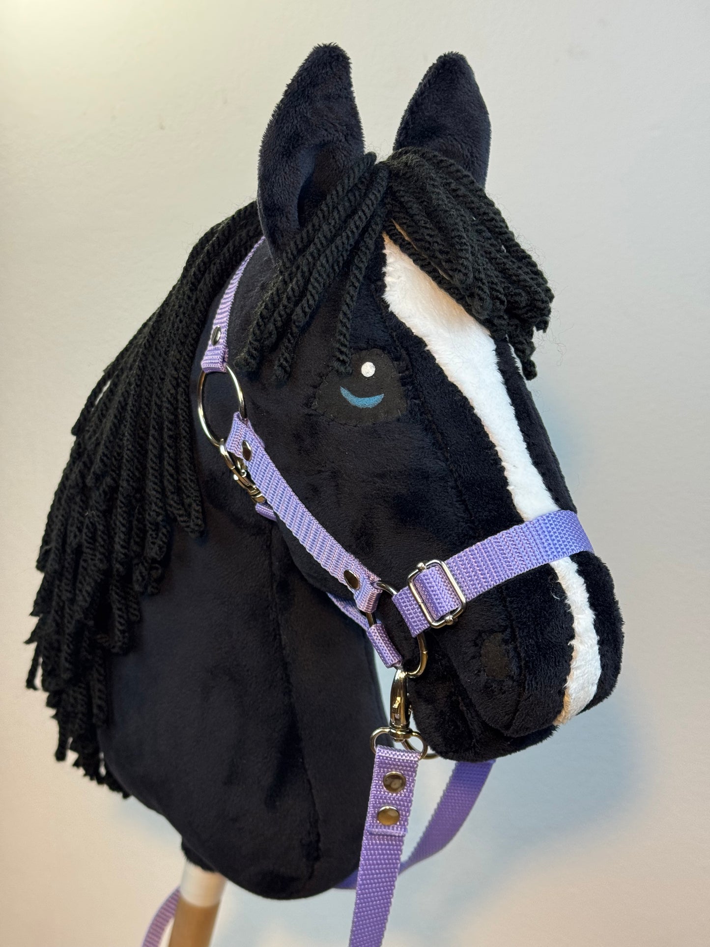 Black with White Blaze Friesian Hobby Horse. Realistic. A3, A4 and A5 sizes