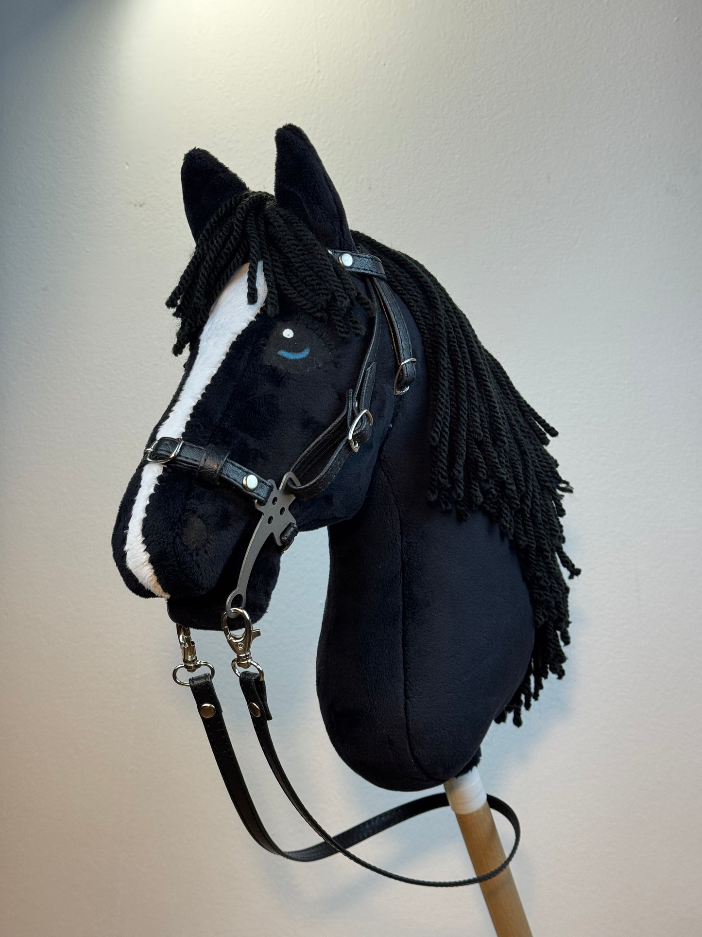 Black with White Blaze Friesian Hobby Horse. Realistic. A3, A4 and A5 sizes