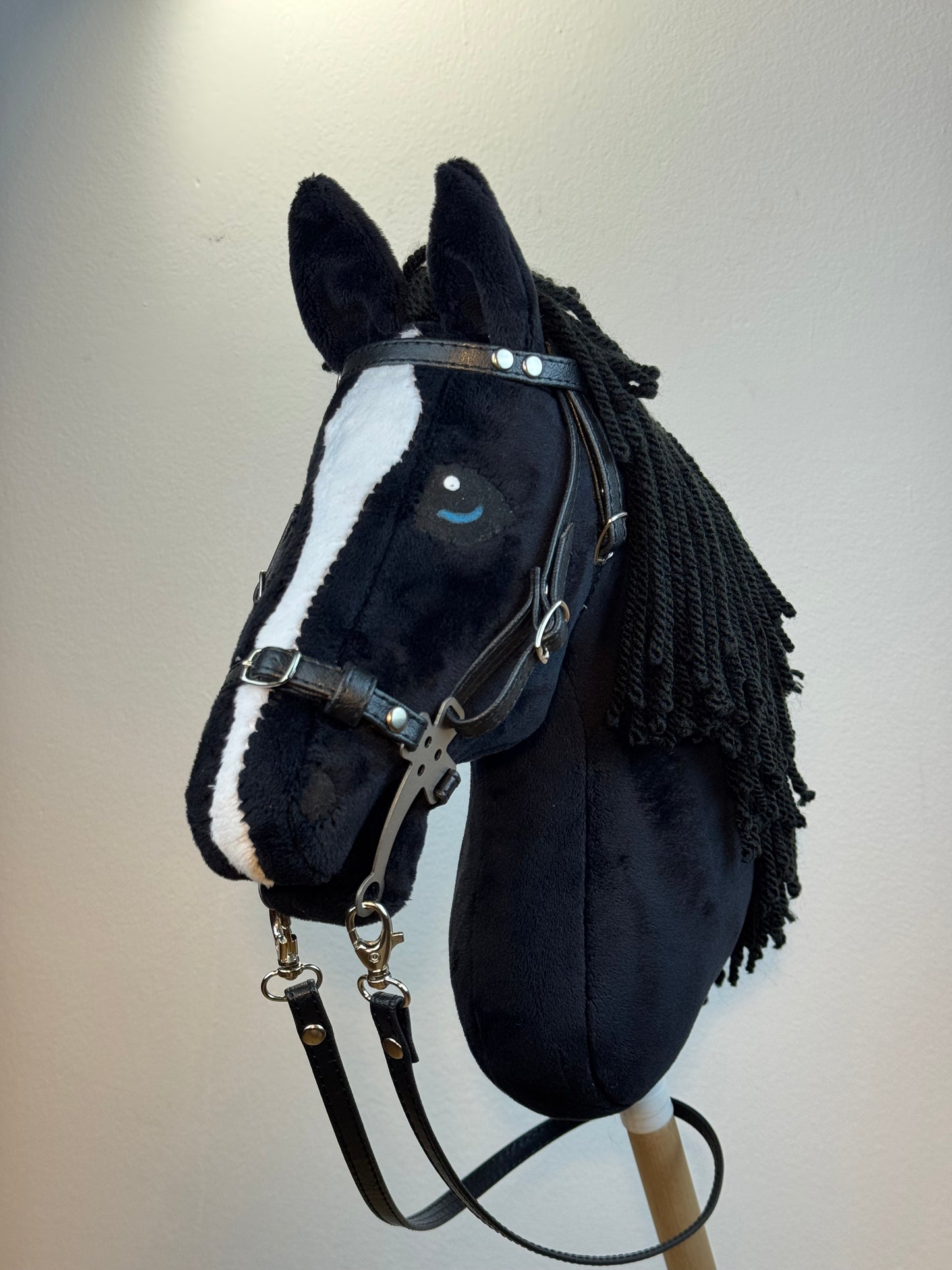 Black with White Blaze Friesian Hobby Horse. Realistic. A3, A4 and A5 sizes